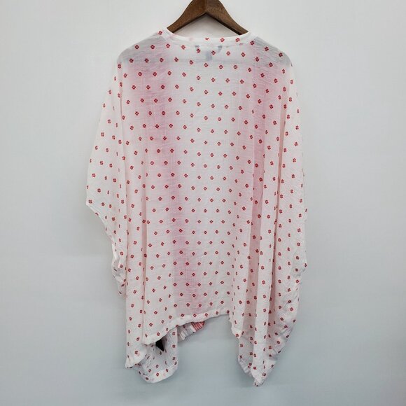 Zac & Rachel Woman 3X White Red Floral Print Open Front Boho Kimono Cardigan - Picture 4 of 15